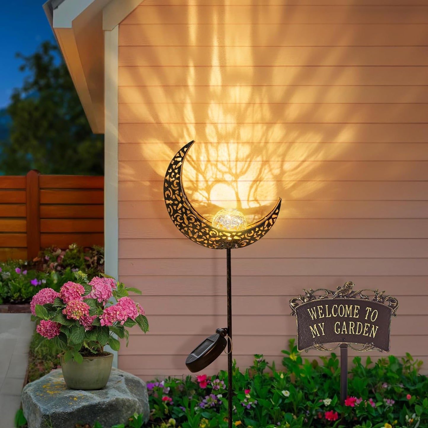 Homeimpro Moon Solar Lights Outdoor Garden Decor Gifts for Mom Women,Waterproof Stakes Yard