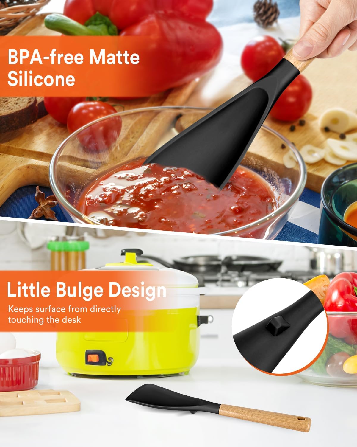 Multifunction Spatula Spoon for Nonstick Cookwares, Great for Cooking and Serving, Sturdy BPA-Free