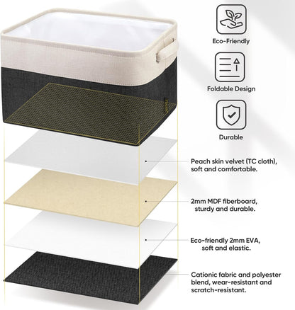 BALEINE 1 Pack Fabric Storage Bins for Shelves, Linen Storage Baskets for Organizing, Decorative
