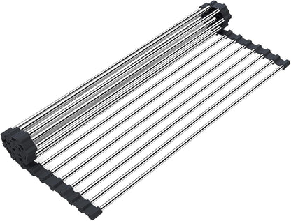 Searik Roll up Dish Drying Rack, Over The Sink Rolling Dish Drainer Rack Multipurpose Foldable