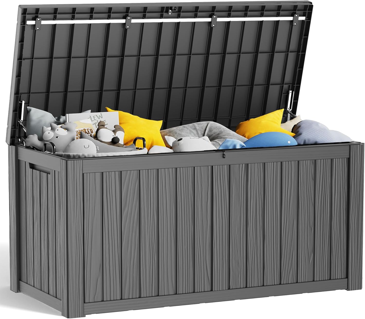 150 Gallon Resin Deck Box, Lockable Patio Outdoor Storage Box for Furniture, Garden Tools and Tools