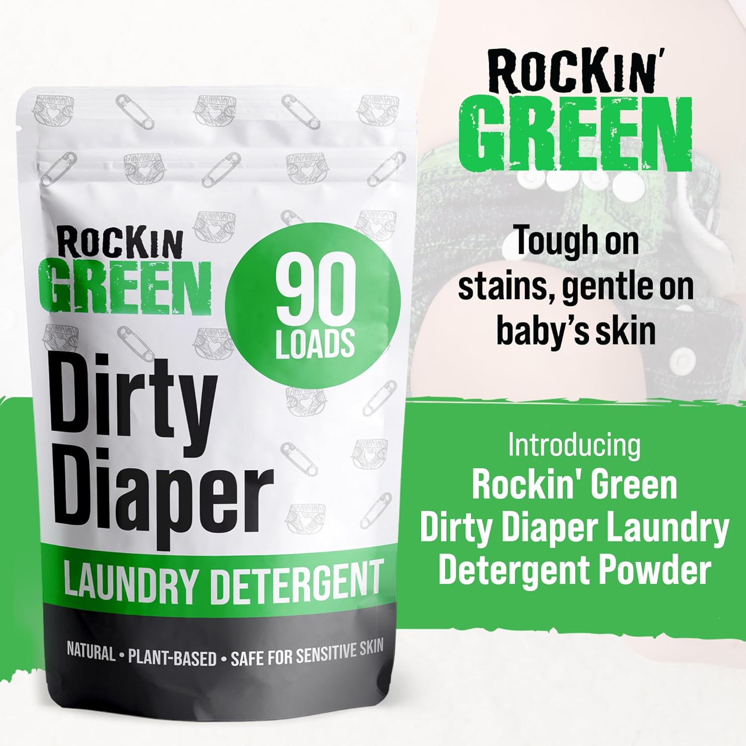 Rockin' Green Laundry Detergent, Plant based, All Natural Laundry Detergent Powder, Vegan and