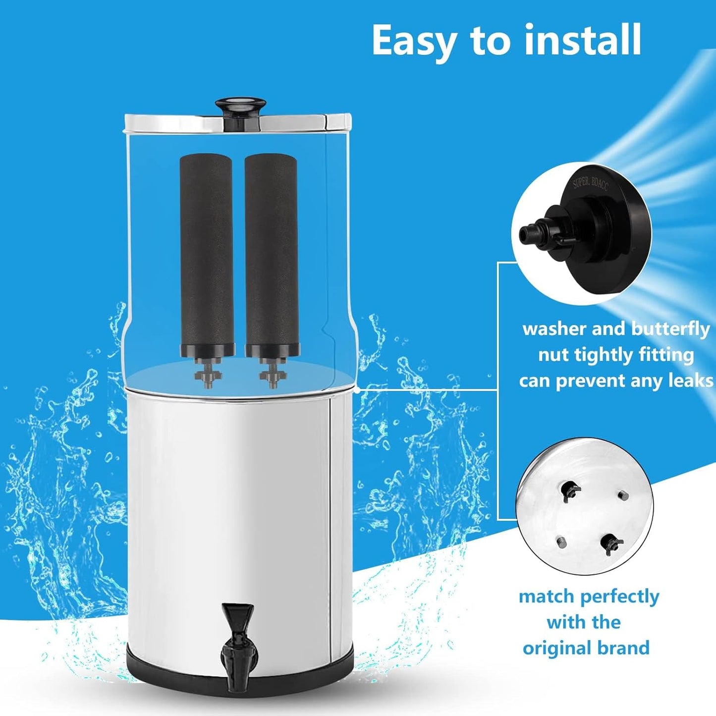 Water Filter Silver Infused Replacement for Berkey® BB9-2® Black Carbon Block Filters