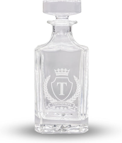 Gifts Inscribed Custom Whiskey Decanter Bottle (750 ml) - Personalized Glass Liquor Decanter Set