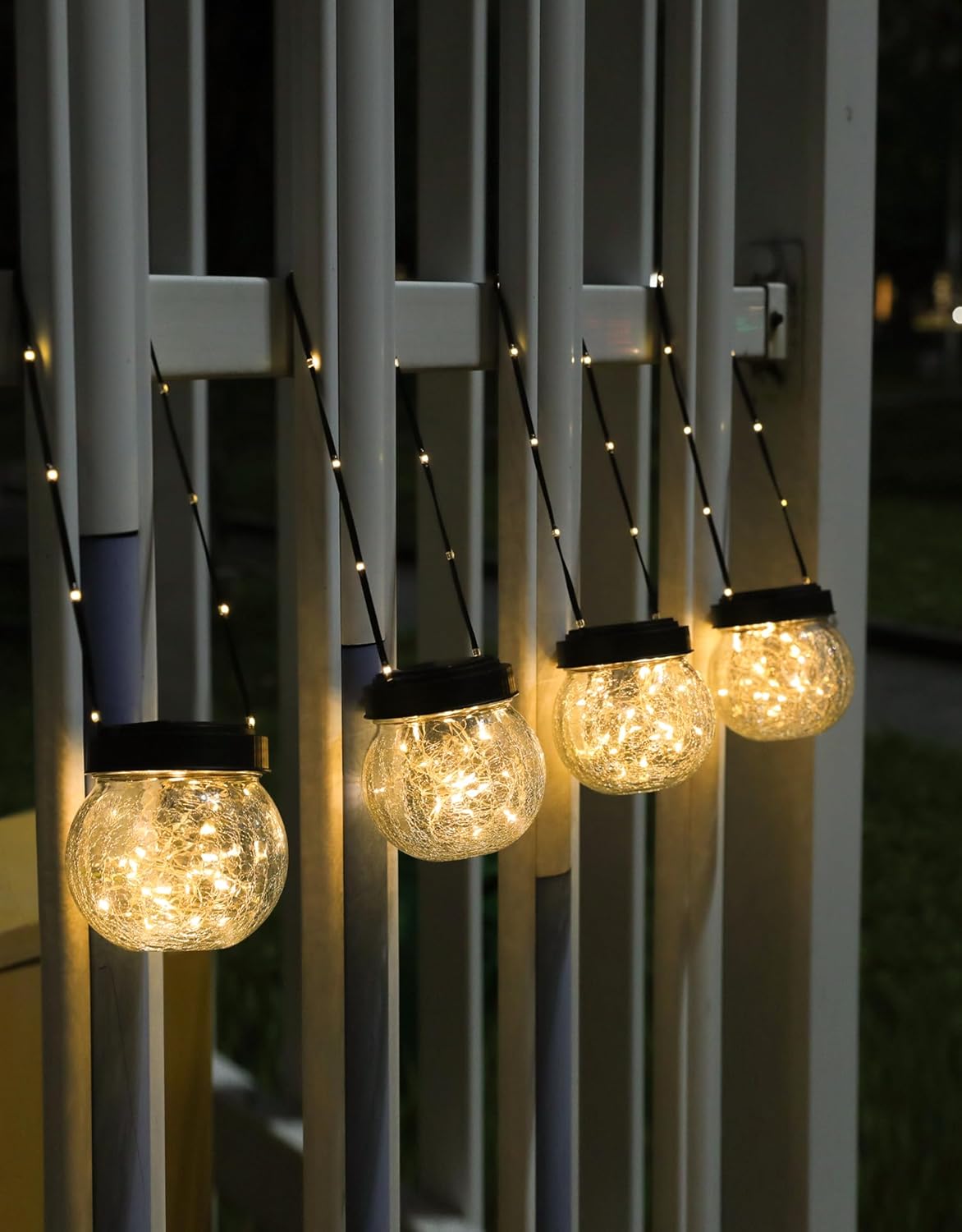 PARTPHONER Solar Lanterns Solar Lights Outdoor Waterproof 6-Pack, Solar Powered Hanging Lights