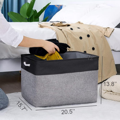 TheWarmHome Organization and Storage Basket for Shelves - 20x16x14 inch Jumbo 3 Pack Collapsible