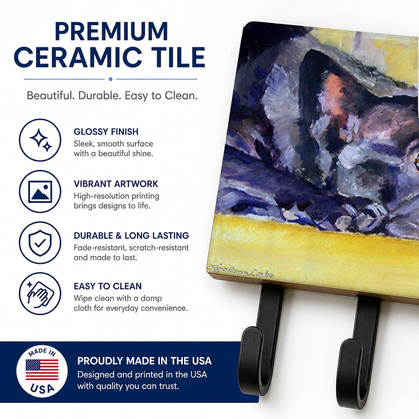 Caroline's Treasures 7331TH68 Black French Bulldog Sunny Leash or Key Holder, Wall Hooks, Key Hooks