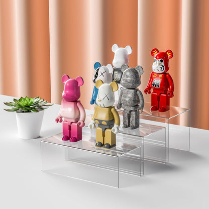 Clear Display Risers Shelf 3pcs, Countertop Rectangular Acrylic Display Storage Organizer, Acrylic