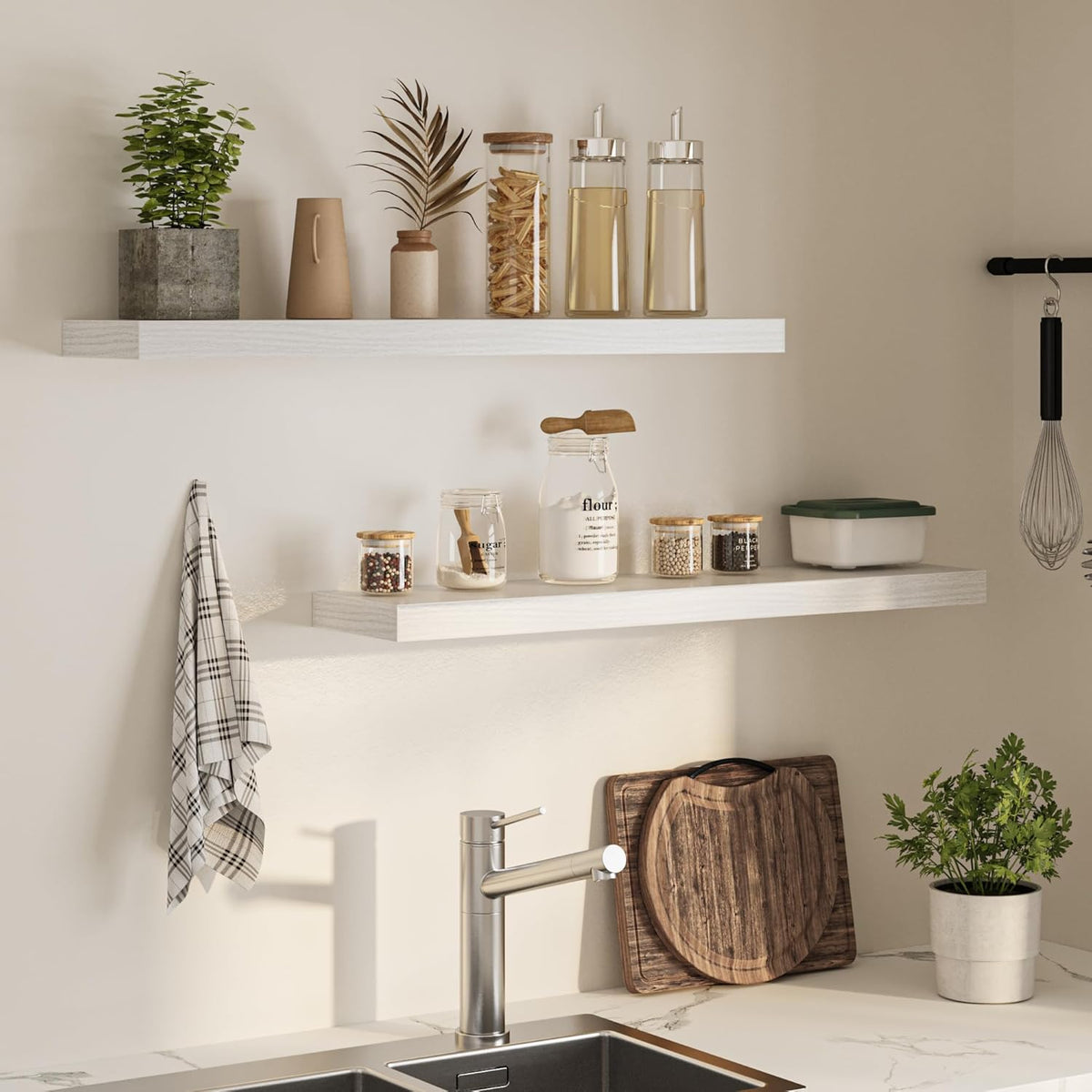 Floating Shelves for Wall,40" W x 8" D x 1.5" H, Wooden Wall Mounted Display Shelves with Invisible