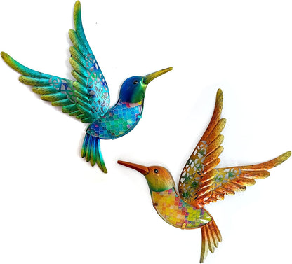 HONGLAND Metal Hummingbird Wall Art 12inch Metal Birds Wall Sculpture Garden Decoration Outdoor