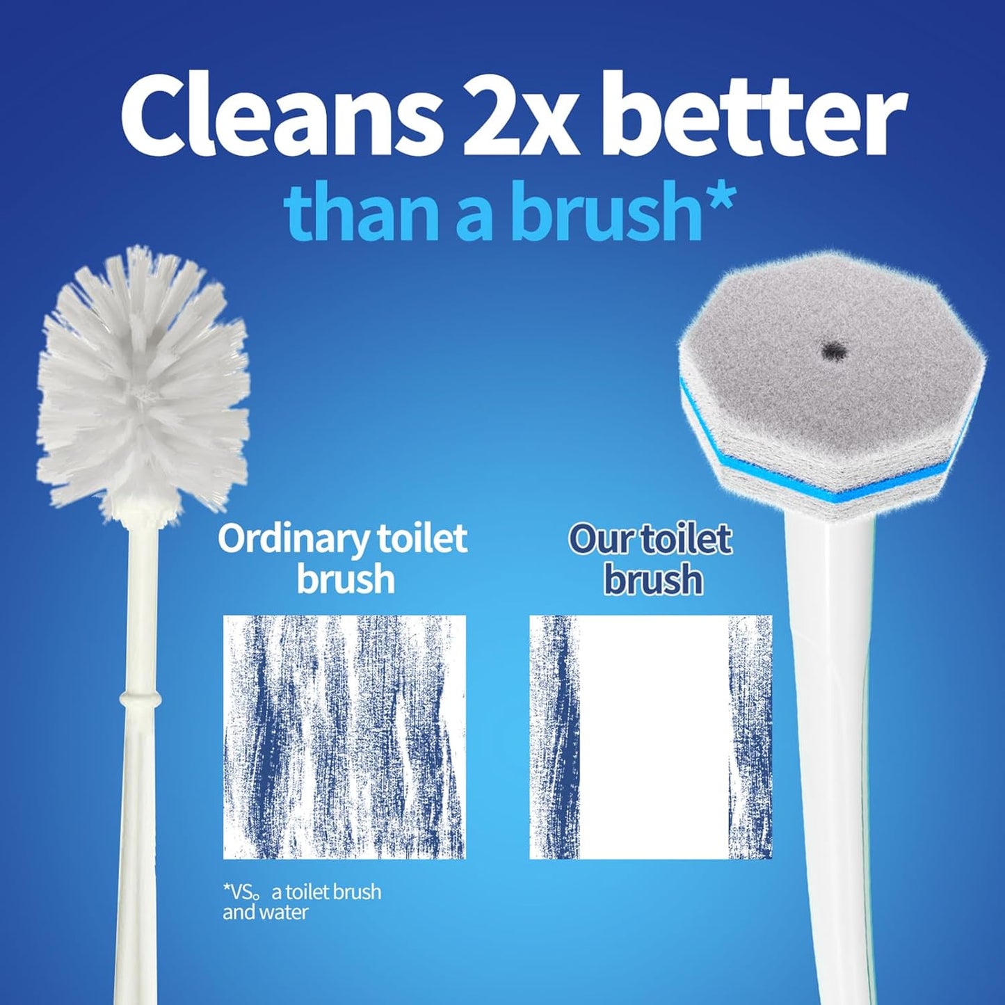 Disposable Toilet Brush Cleaning System, Two Sets of Wands and 60p Refills Pads Replacement Heads