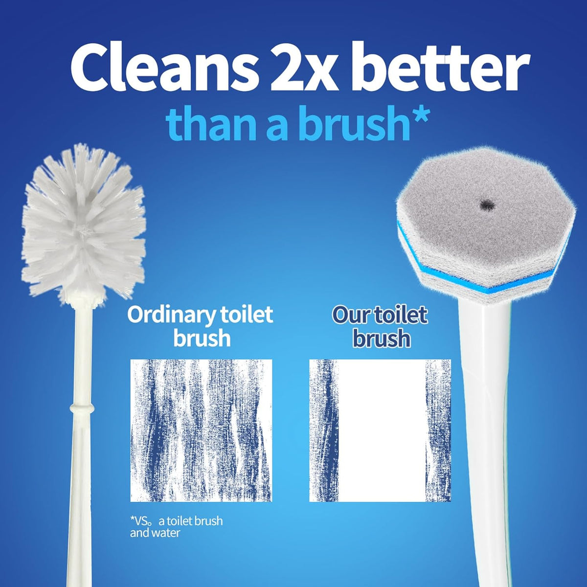 Disposable Toilet Brush Cleaning System, Two Sets of Wands and 60p Refills Pads Replacement Heads