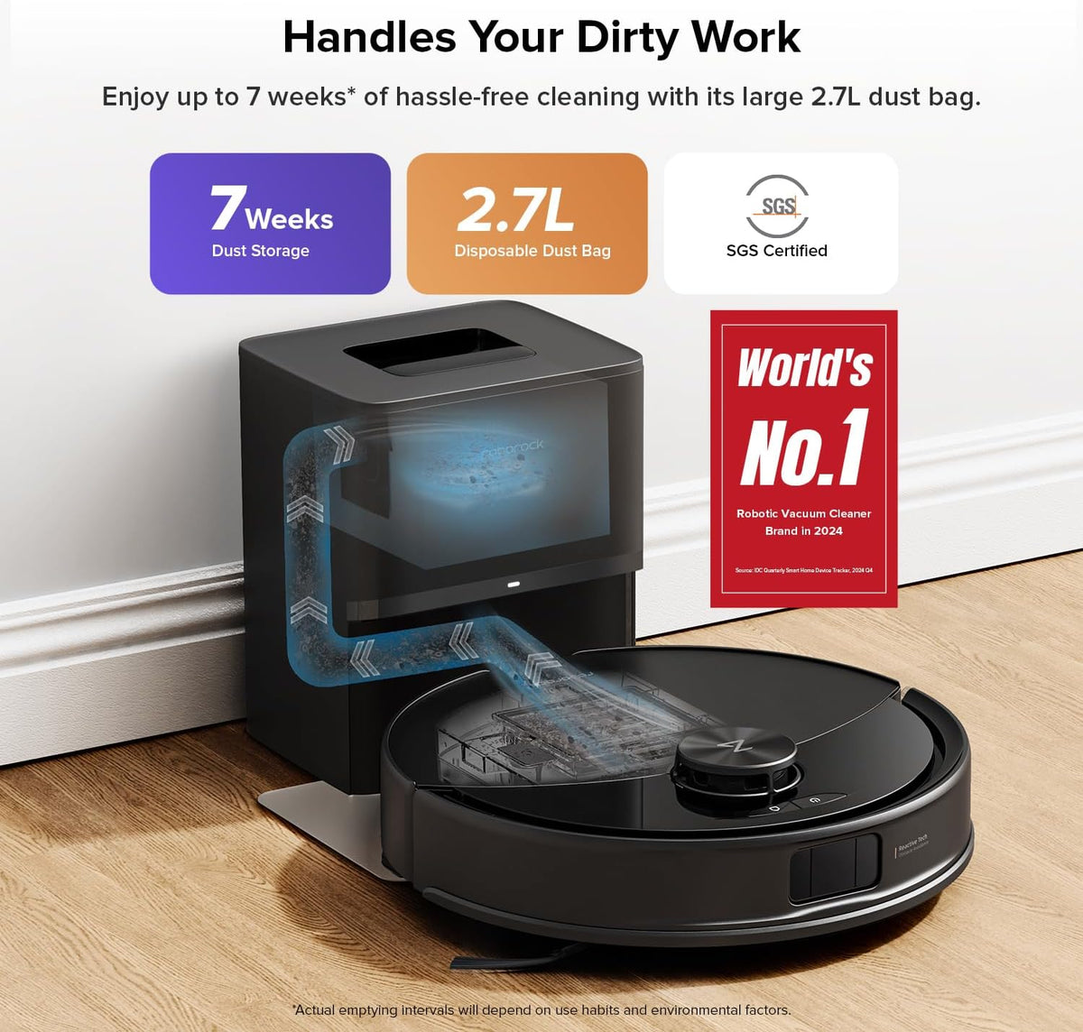 roborock Q10 S5+ Robot Vacuum and Mop with Self-Emptying, 10,000Pa Suction, Upgraded from Q8 max+
