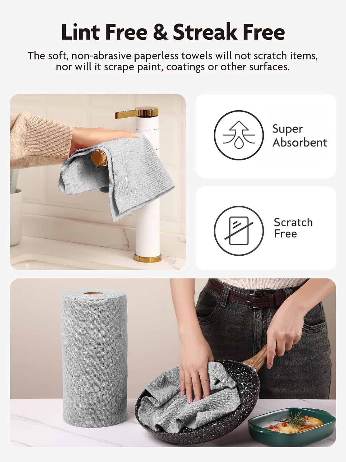 Fantasticlean Microfiber Cleaning Cloth Roll -90 Pack, Tear Away Microfiber Towels, 12" x 12"