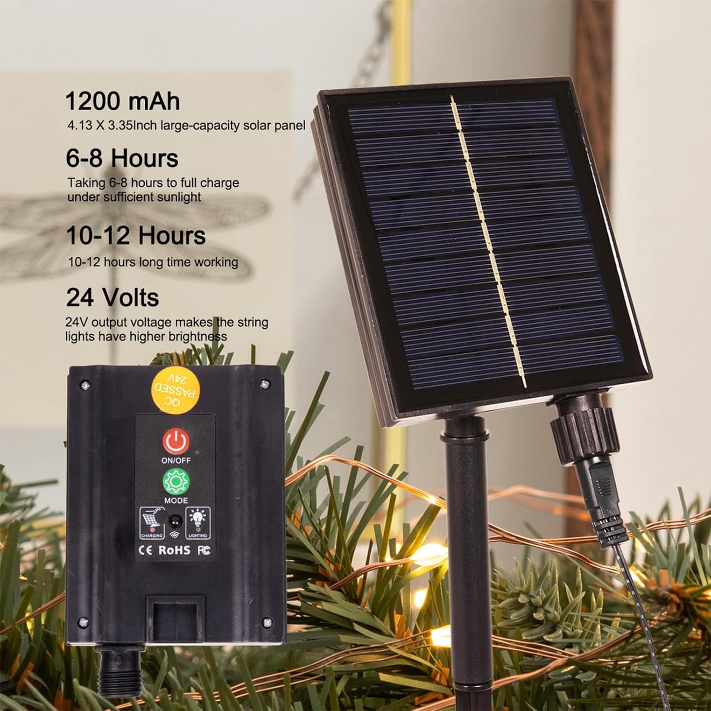 Solar String Lights for Outside,200FT 600 LEDs Solar Fairy Lights,Waterproof 8 Modes Button Outdoor