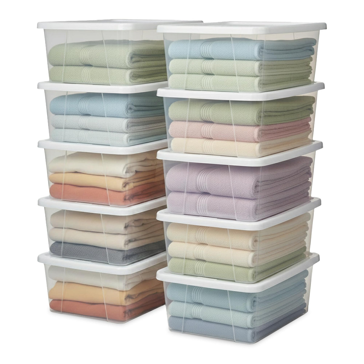 HOMZ Clear Plastic Storage Bins w/Snaplock Lids, 6 Qt, White, 10 Pack