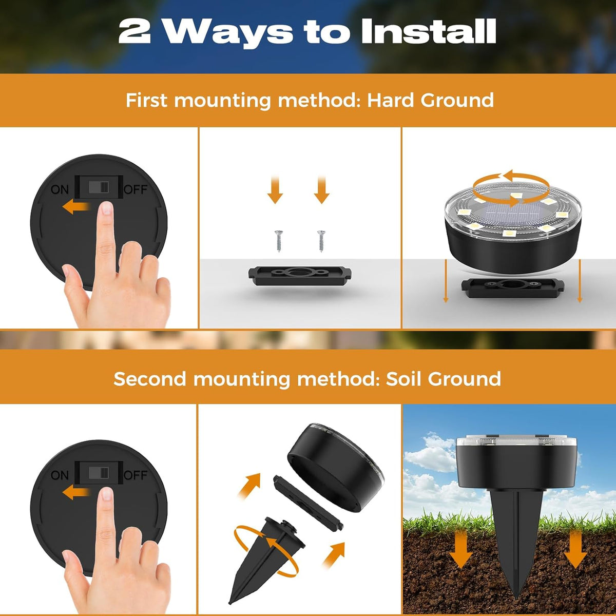 Mini Solar Ground Lights, 24 Pack Solar Lights Outdoor Waterproof, Upgraded LED Flat Landscape