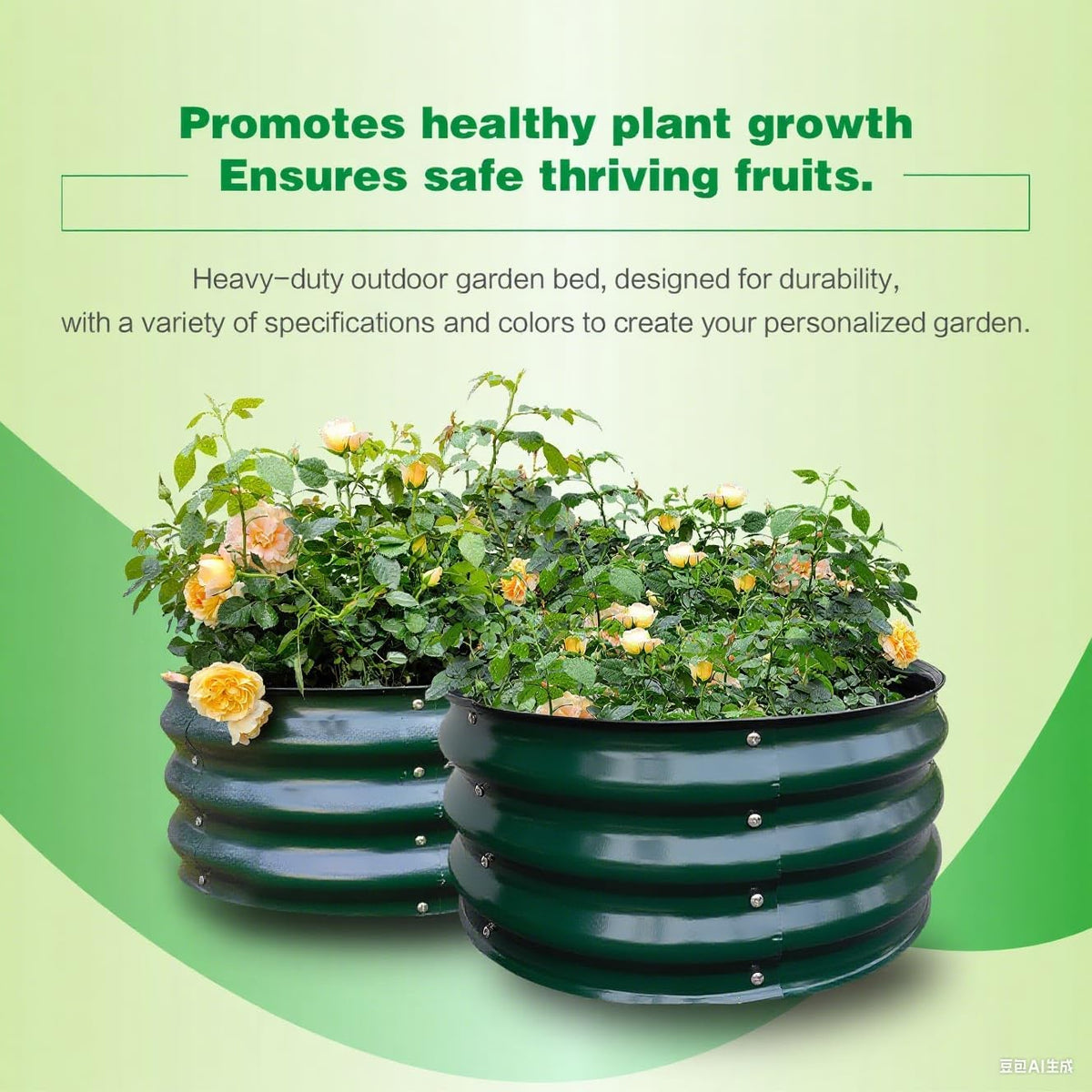 GARDMAX 2 Pack 2x2x1FT Galvanized Round Raised Garden Bed Kit, Metal Planter Boxes Outdoor with