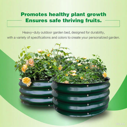 GARDMAX 2 Pack 2x2x1FT Galvanized Round Raised Garden Bed Kit, Metal Planter Boxes Outdoor with