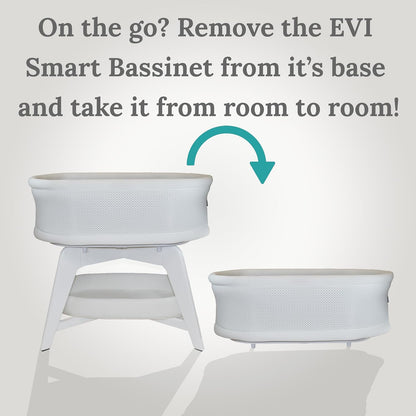 Evi Smart Baby Bassinet Beside Sleeper with Auto-Glide, Ambient Nightlight & Sensory Sounds