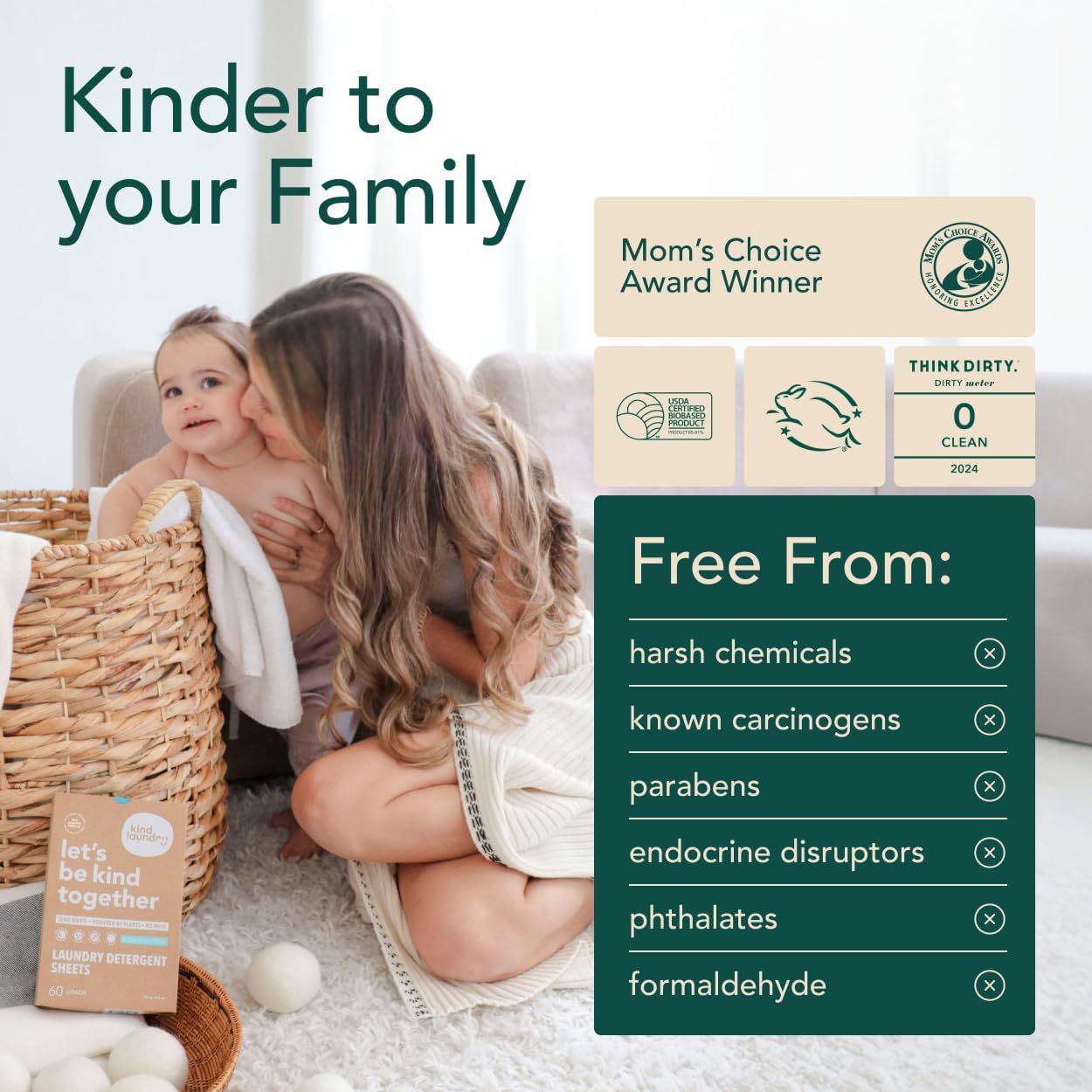 Kind Laundry Detergent Sheets Stain-Fighting Enzymes - Plant Powered Eco-Friendly Laundry Soap