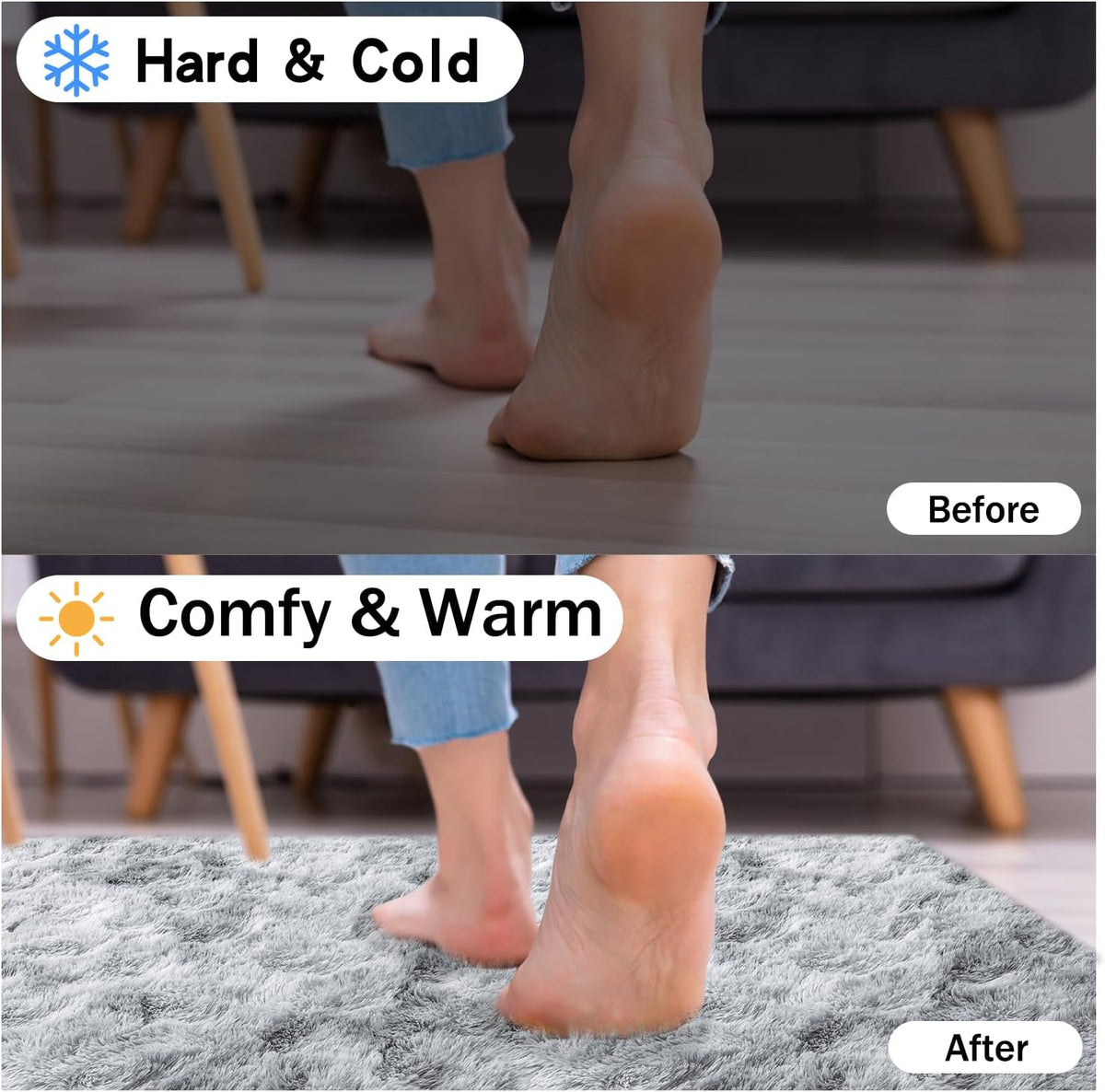 Rezutan Rugs for Living Room, Area Rug 4x6 Fluffy Rug Carpet, Soft Shaggy Modern Floor for Kids