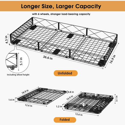 NADAMOO Large Under Bed Storage with Wheels, Low Profile Rolling Under Bed Storage