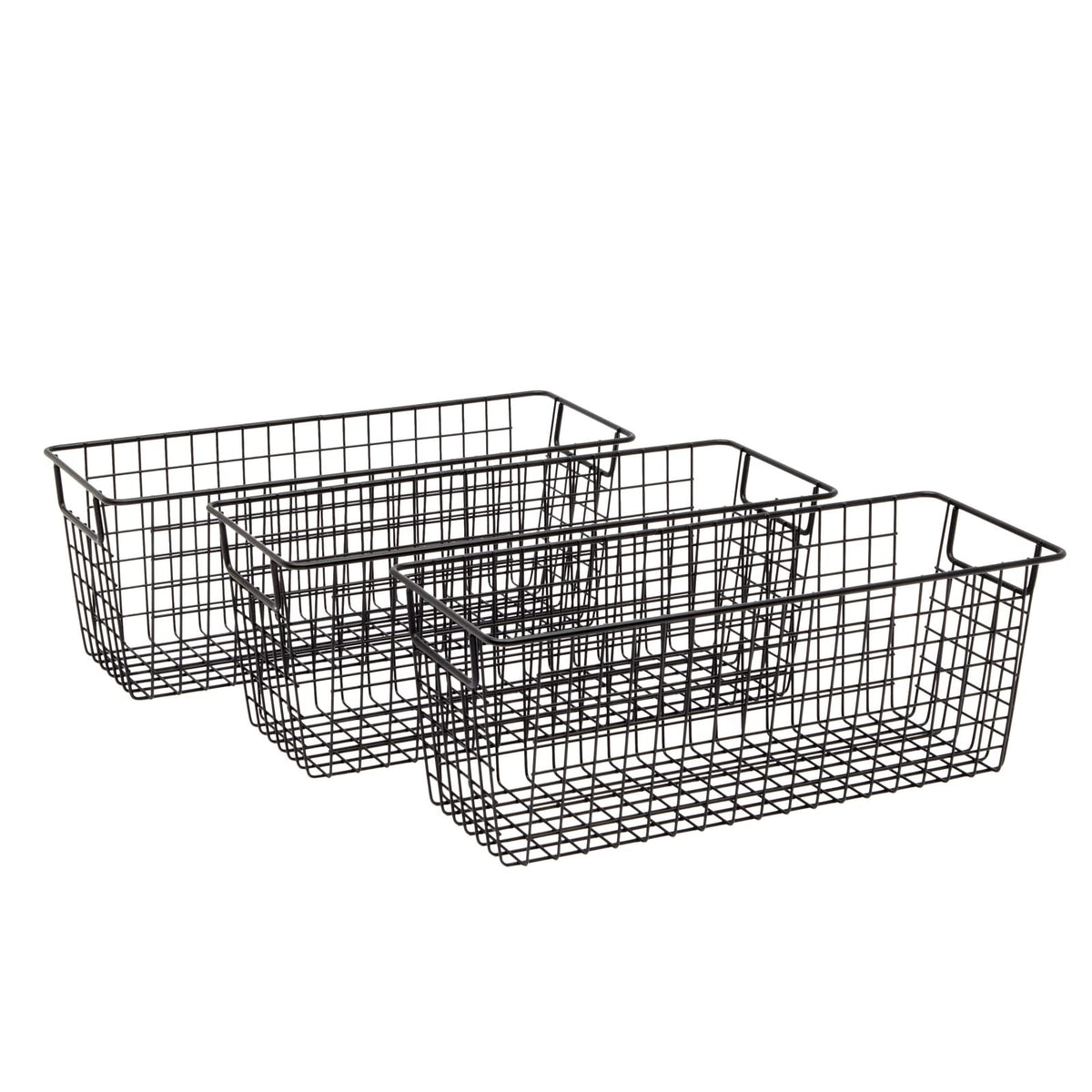 Farmlyn Creek Metal Wire Narrow Baskets - Rust-Resistant Pantry Organizer Storage - Sturdy Handles