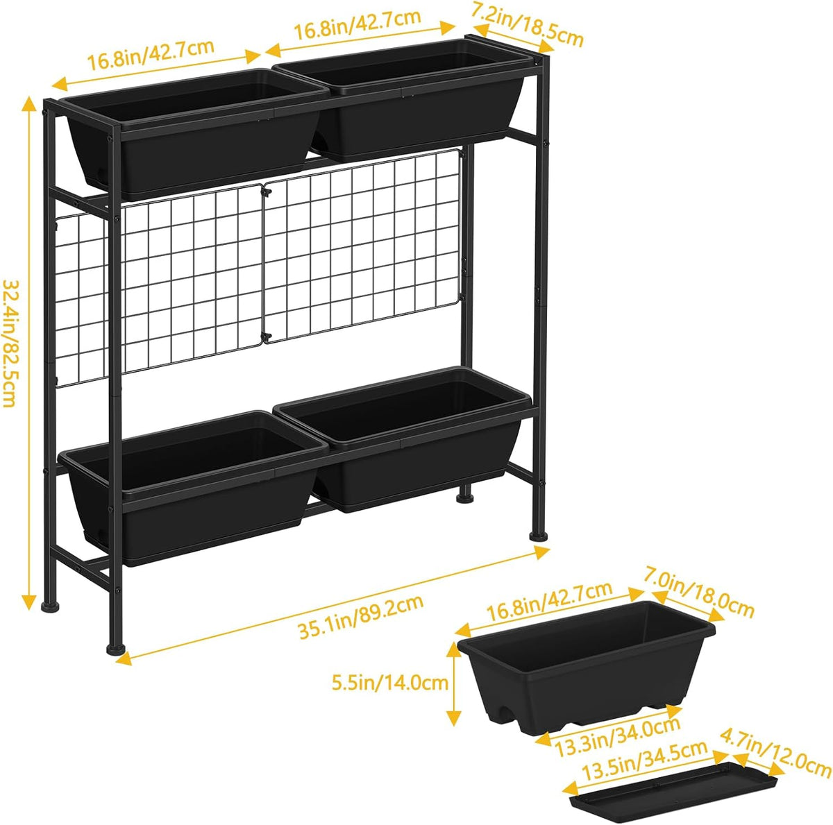 Raised Garden Beds Outdoor Elevated Garden Planter Boxes with Trellis and Legs Standing 32.4"