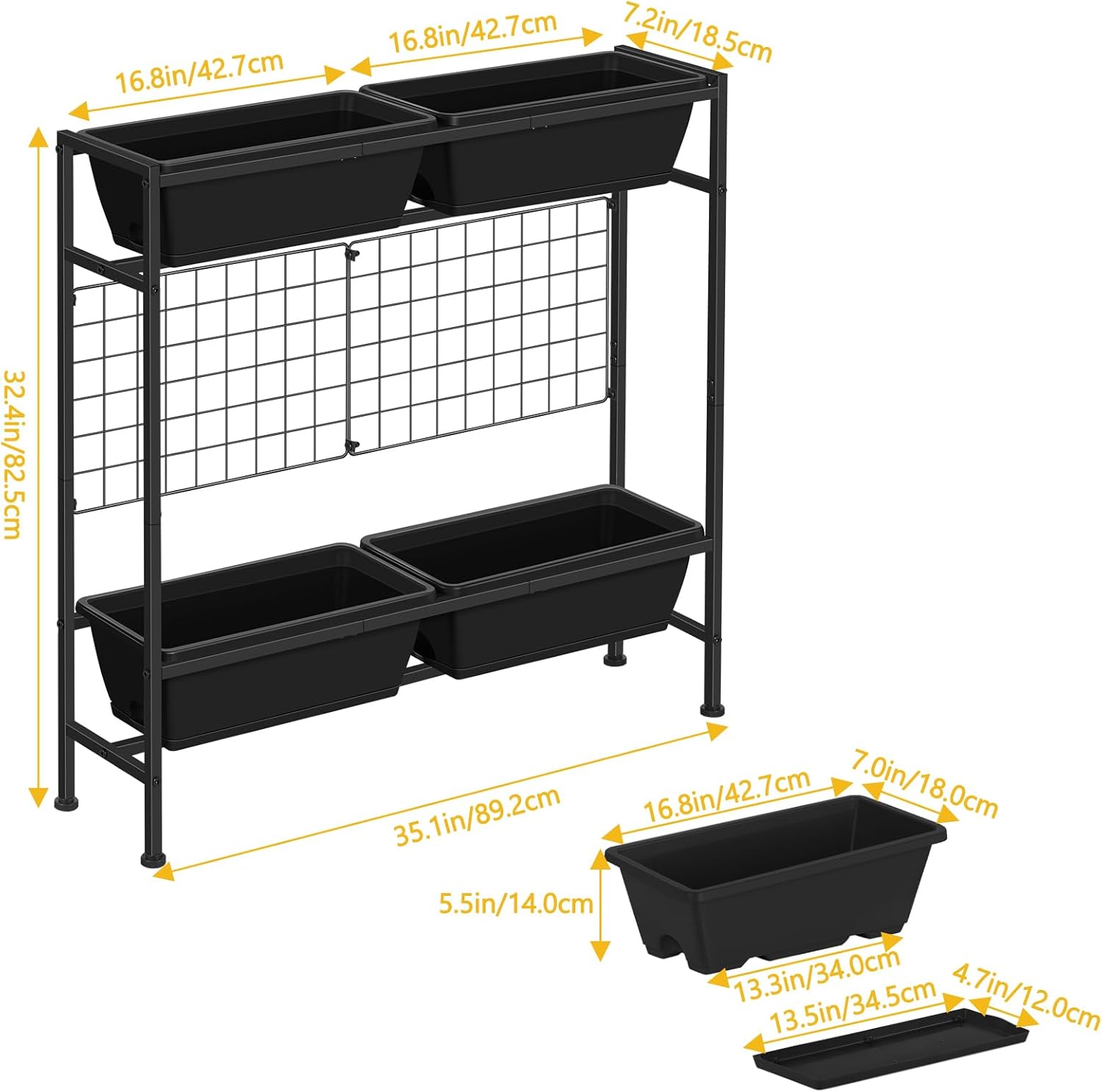 Raised Garden Beds Outdoor Elevated Garden Planter Boxes with Trellis and Legs Standing 32.4"