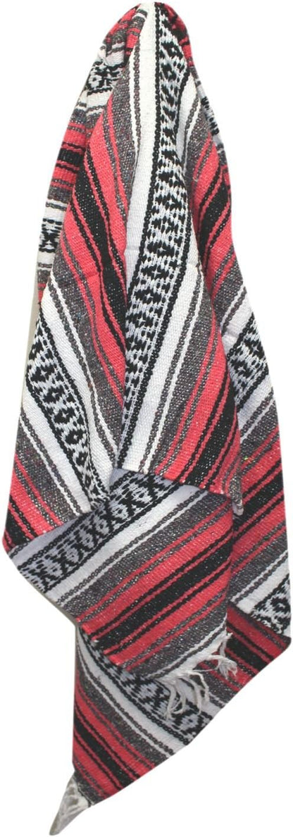 Del Mex Classic Mexican Blanket, Large Authentic Woven Falsa Throw (70"x50"), Artisan Southwest
