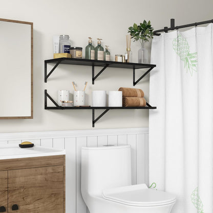 36"W x 10"D Floating Shelves, 10 Inch Deep Black Floating Shelves, Farmhouse Rustic Deep Wall