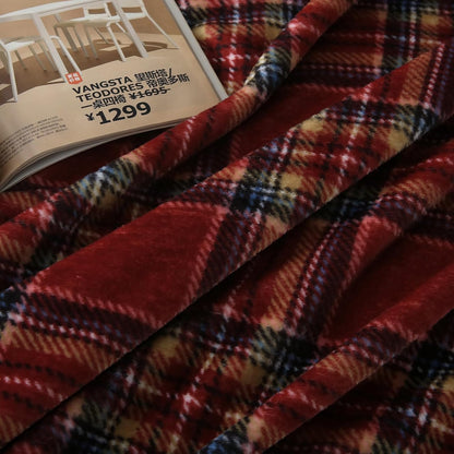 MERRYLIFE Dark Red Plaid Throw Blanket Decorative Fleece Throw | Ultra-Plush Colorful | Couch