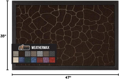 GORILLA GRIP 100% Waterproof All-Season WeatherMax Doormat, 47x35, US Designed Natural Rubber