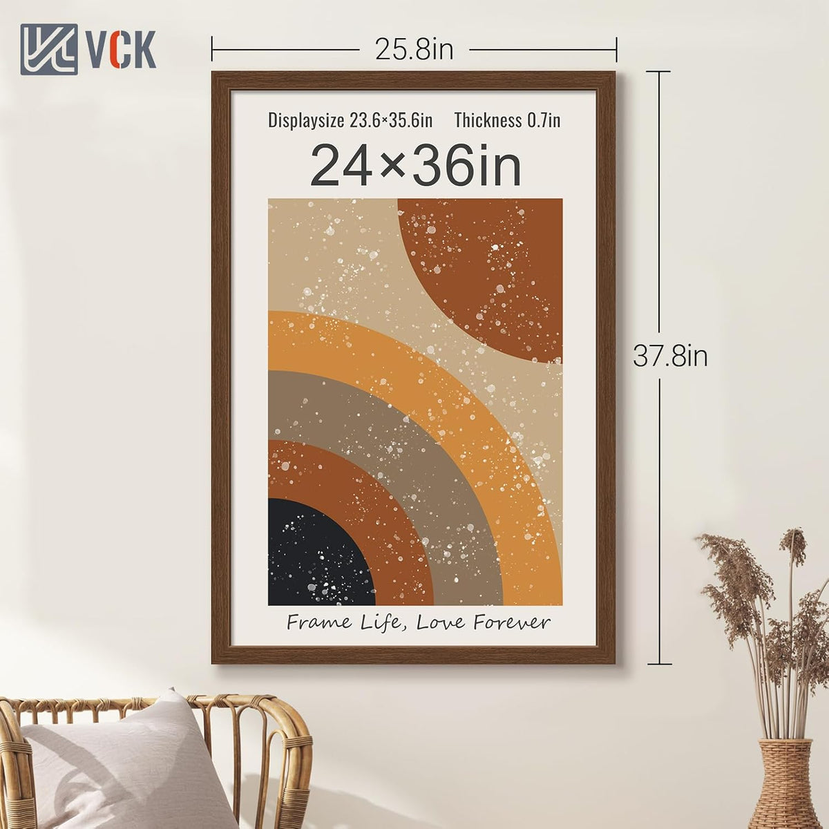 VCK 24x36 Brown Poster Frame 3 Pack, Wood Picture Frame with Exclusive Wood Grain, Wall Mounting