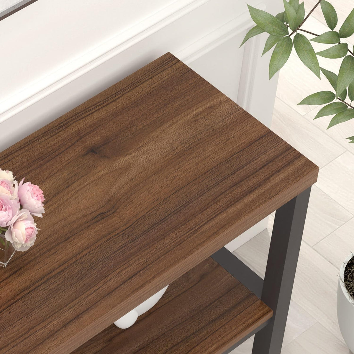 FOLUBAN Console Table for Entryway, Narrow Sofa Table with 3 Tier Storage Shelf for Living Room