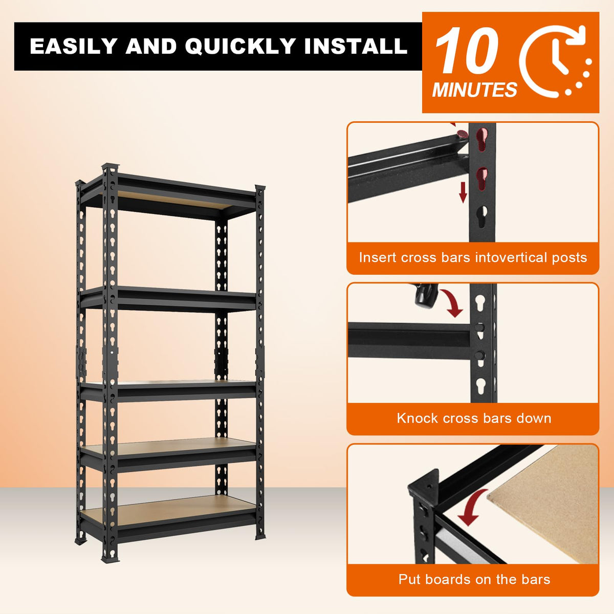 Big RED Storage Shelving Unit, 5-Tier Adjustable, Heavy Duty Metal Garage Shelves/Utility Rack for