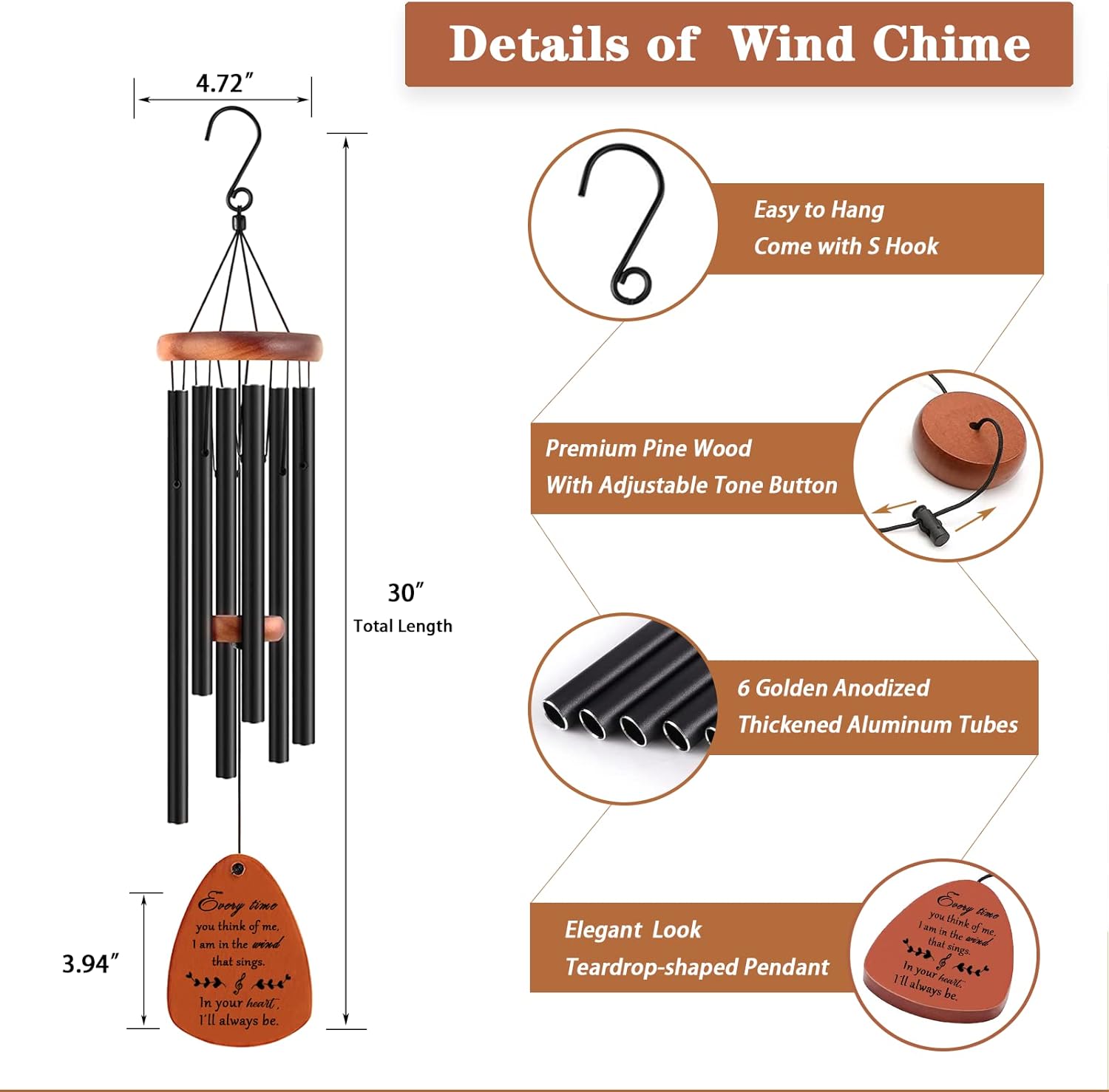 Sympathy Wind Chimes, Memorial Wind Chimes for Loss of Loved One