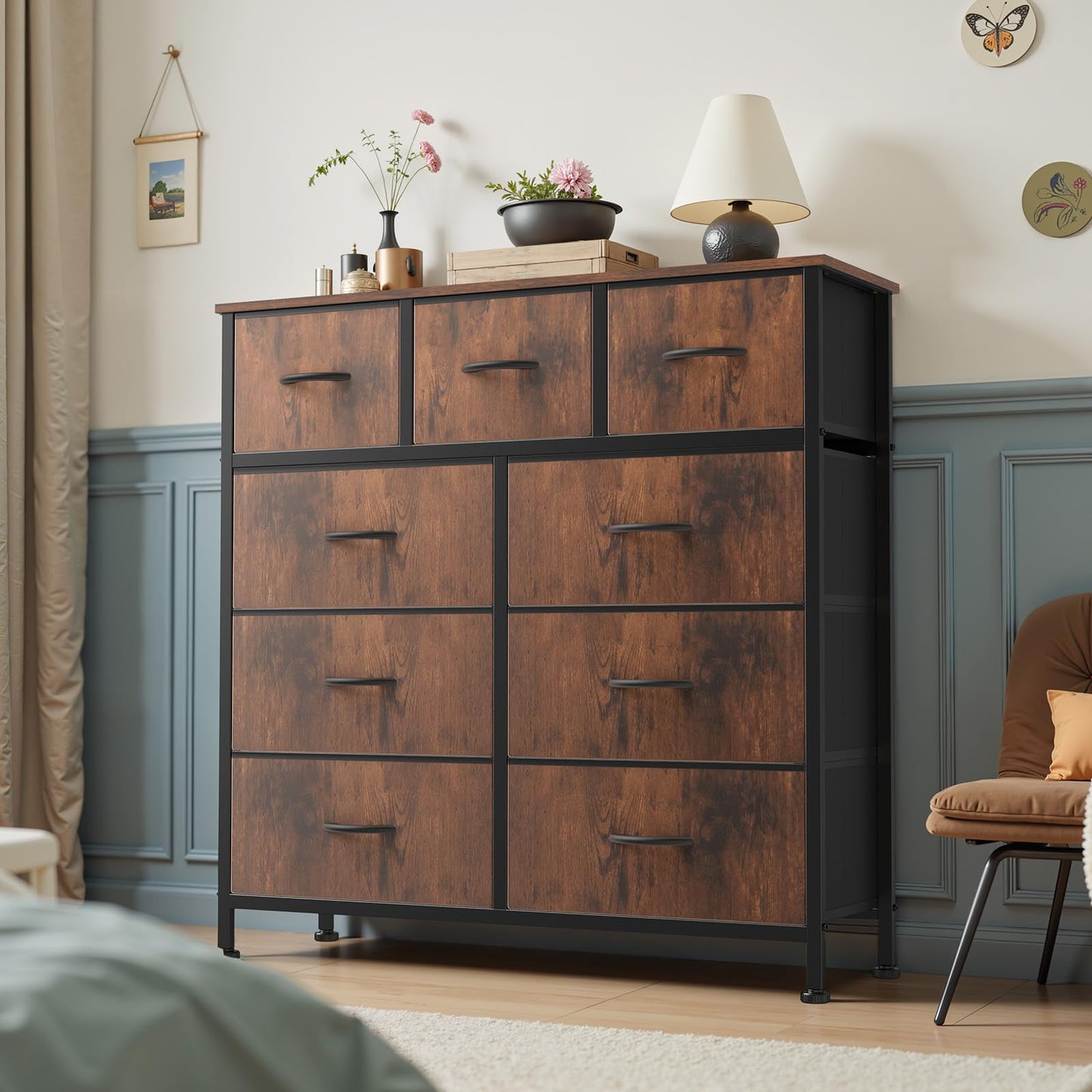DUMOS Dresser for Bedroom, Storage Organizer with 9 Drawers