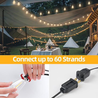 ST38 Outdoor String Lights 25FT with 12+1 LED Bulbs, E12 Socket, Waterproof Commercial Grade, 2700K