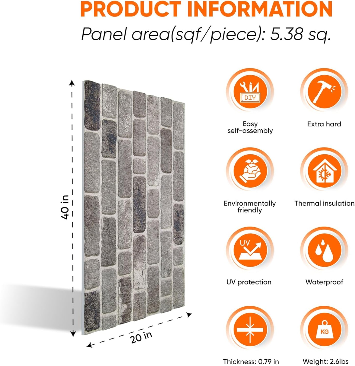 IZODEKOR 3D Wall Panels Brick Effect - Cladding, Stone Look, Styrofoam Facing for Living Room