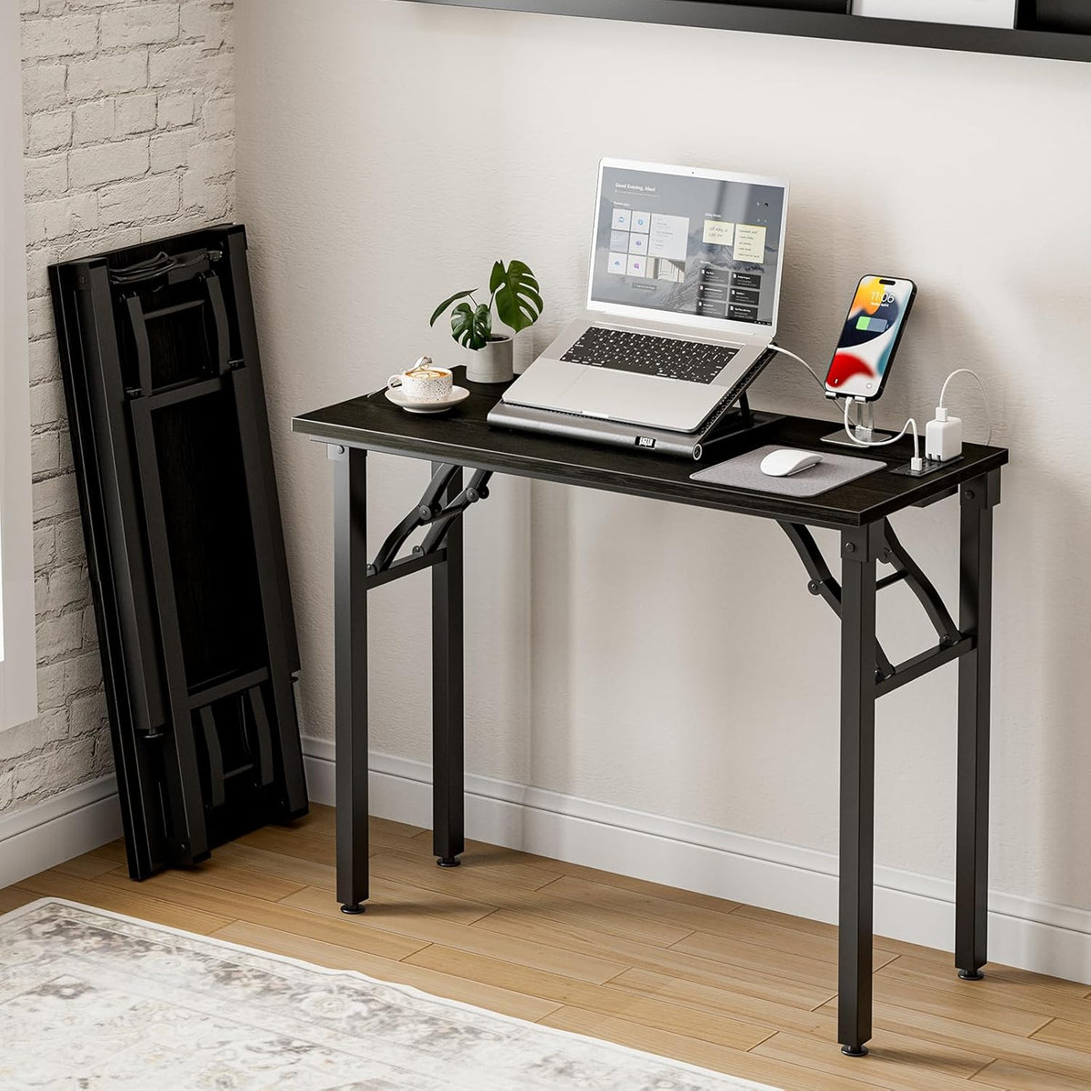 Frylr Small Folding Computer Desk – 35.8 Inch Portable Table for Craft and Study, Lightweight Desk