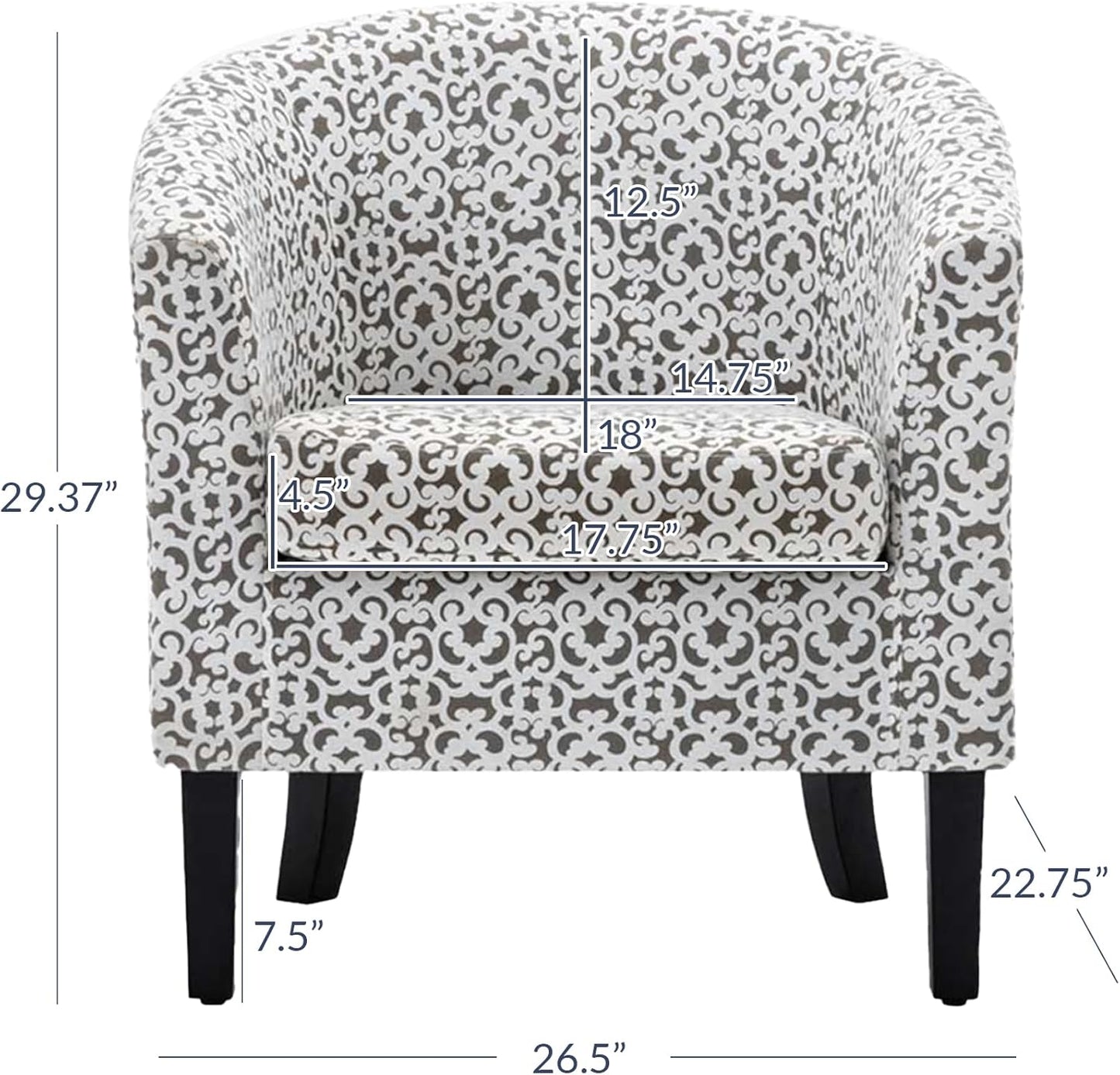 BELLEZE Accent Barrel Chair, Linen Round Chair Club Tub Sofa Corner Chair with Flared Legs and Cozy