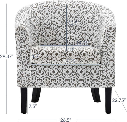 BELLEZE Accent Barrel Chair, Linen Round Chair Club Tub Sofa Corner Chair with Flared Legs and Cozy