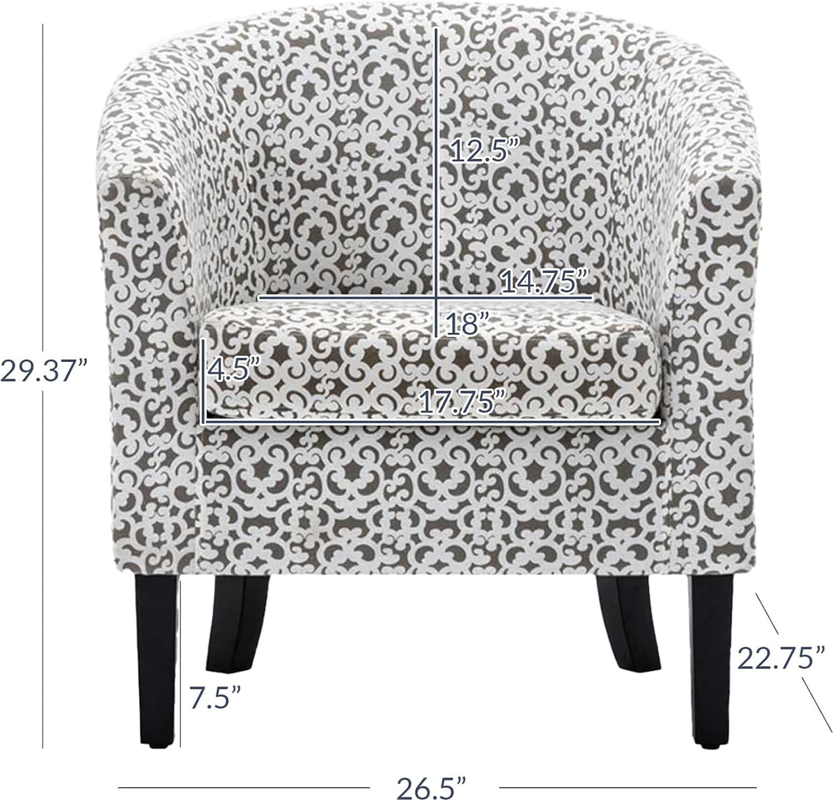 BELLEZE Accent Barrel Chair Set of 2, Linen Round Chair Club Tub Sofa Corner Chair with Flared Legs