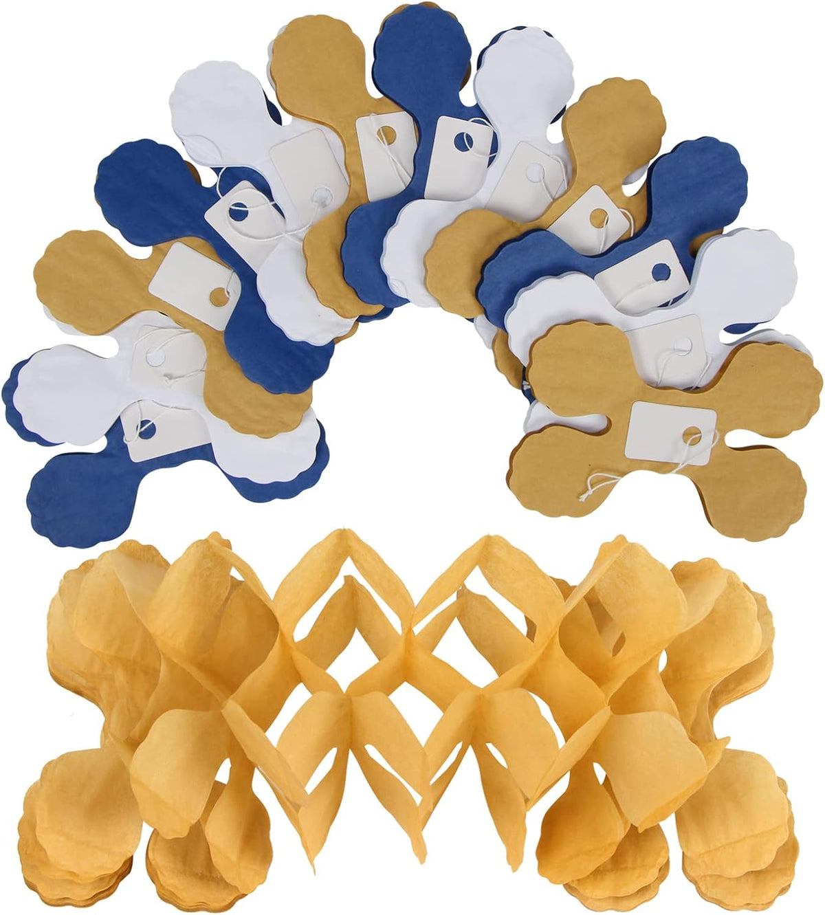 Navy-Blue White-Gold Party-Decorations Streamers Garland - 12pcs Royal Blue Graduation 2025 4-Leaf