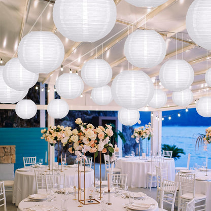 ADLKGG White Paper Lanterns Party Decorative, White Round Hanging Paper Lanterns Decorations for