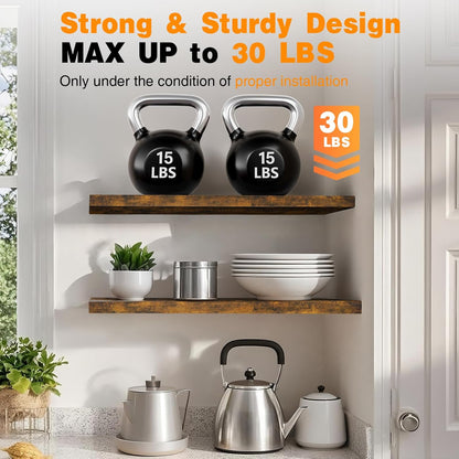 BAYKA Floating Shelves, 48 inches Long Wall Mounted Rustic Wood Shelves for Bathroom, Bedroom