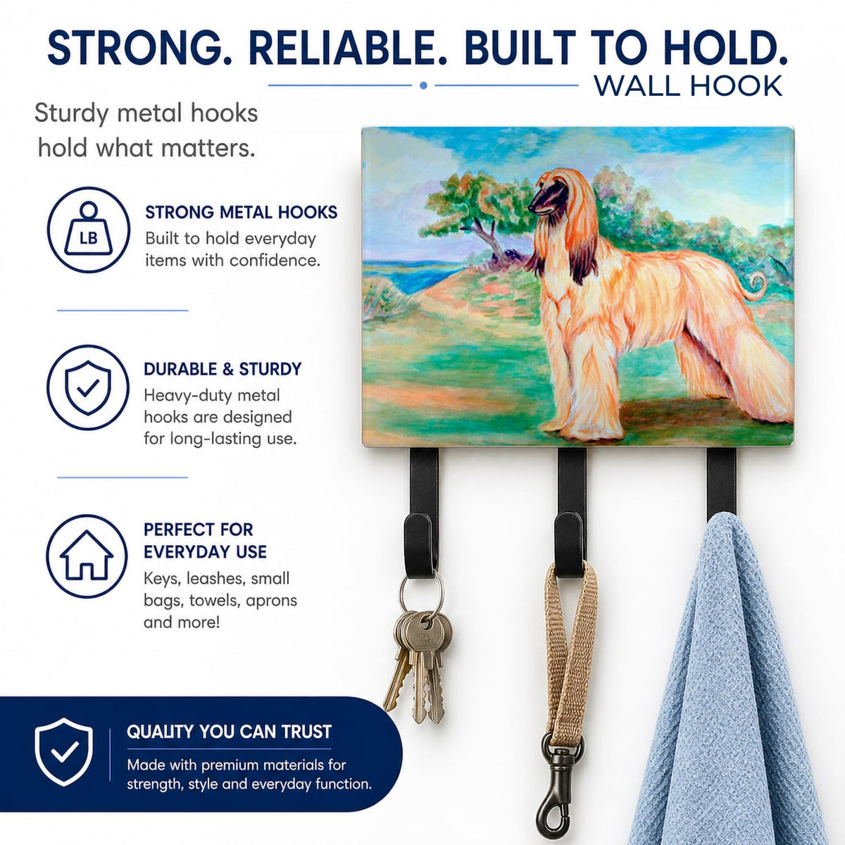 Caroline's Treasures 7138TH68 Afghan Hound Leash or Key Holder, Wall Hooks, Key Hooks Holder, Coat
