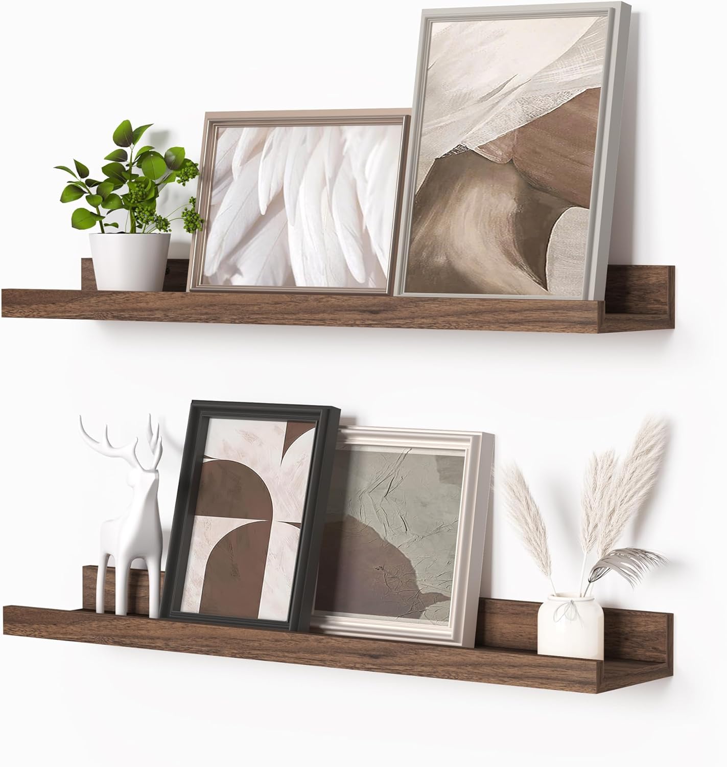 Heimlove Picture Ledge Shelf, Floating Shelves Set of 2, 24 Inches Picture Shelf for Wall with
